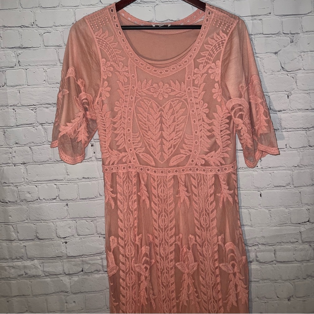 Orange Creek Long Pink floral dress size S/M - Picture 6 of 11